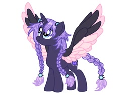 Size: 1080x810 | Tagged: artist needed, safe, imported from derpibooru, alicorn, pony, braid, braided tail, crossover, cutie mark, female, hair, hair accessory, headgear, horn, hyperdimension neptunia, neptune (hyperdimension neptunia), ponified, purple hair, purple heart (neptunia), solo, tail, wings