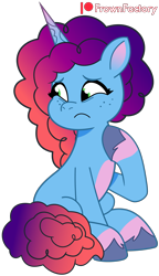 Size: 2303x4000 | Tagged: safe, artist:frownfactory, imported from derpibooru, unicorn, female, frown, g5, horn, mare, misty brightdawn, rebirth misty, simple background, sitting, solo, transparent background, vector, worried