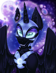 Size: 2550x3300 | Tagged: safe, artist:mychelle, imported from derpibooru, nightmare moon, pony, bust, portrait, solo