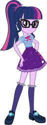 Size: 1900x5000 | Tagged: safe, artist:octosquish7260, imported from derpibooru, sci-twi, twilight sparkle, human, equestria girls, clothes, eqg promo pose set, female, geode of telekinesis, glasses, kneesocks, magical geodes, shirt, shoes, simple background, skirt, socks, solo, t-shirt, transparent background