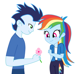 Size: 1223x1180 | Tagged: safe, artist:soarindasher10, imported from derpibooru, rainbow dash, soarin', human, equestria girls, female, flower, male, shipping, simple background, soarindash, straight, transparent background