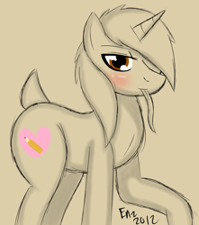 Size: 1280x1445 | Tagged: safe, artist:ensayne, imported from derpibooru, oc, unicorn, blushing, brown eyes, female, female oc, horn, long tongue, oc name needed, signature, solo, solo female, tongue out, unicorn oc