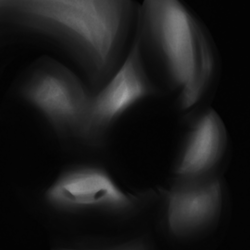 Size: 2236x2239 | Tagged: safe, artist:maretheory.exe, imported from derpibooru, pinkie pie, earth pony, black background, female, mare, monochrome, scary, simple background