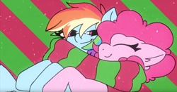 Size: 1340x701 | Tagged: safe, artist:tamers12345, imported from derpibooru, pinkie pie, rainbow dash, earth pony, pegasus, pony, female, lesbian, my little pony the movie: hearth's warming in manehattan, pinkiedash, shipping