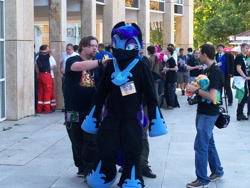 Size: 2304x1728 | Tagged: safe, imported from derpibooru, nightmare moon, human, 2015, fursuit, galacon, irl, irl human, jewelry, outdoors, photo, ponysuit, regalia, solo focus