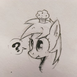 Size: 4096x4092 | Tagged: safe, artist:mirio_p2, imported from derpibooru, derpy hooves, food, muffin, traditional art