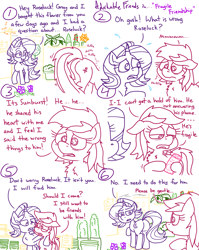 Size: 4779x6013 | Tagged: safe, artist:adorkabletwilightandfriends, imported from derpibooru, starlight glimmer, sunburst, comic:adorkable twilight and friends, adorkable, adorkable friends, bending, bent over, bush, butt, cellphone, character development, comic, cute, door, dork, flower, fragile, friendship, glimmer glutes, hug, nervous, nostrils, phone, plot, sad, slice of life, smartphone, sniffling, store, support, upset