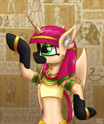 Size: 2100x2500 | Tagged: safe, artist:sunamoonmlp, derpibooru exclusive, imported from derpibooru, oc, oc only, oc:nephthys, oc:zafina, alicorn, pony, accessory, cheek fluff, clothes, cute, ear fluff, egypt, egyptian, egyptian pony, female, halfbody, horn, jewelry, mare, necklace, solo, wings