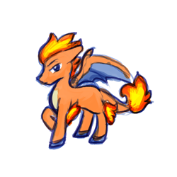 Size: 900x900 | Tagged: safe, artist:zutcha, imported from derpibooru, charizard, dracony, dragon, hybrid, pony, looking at you, pokémon, ponified, raised hoof, simple background, sketch, solo, white background