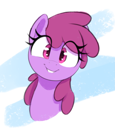 Size: 1163x1287 | Tagged: safe, artist:thebatfang, berry punch, berryshine, earth pony, pony, bust, cute, female, looking at you, mare, simple background, smiling, solo