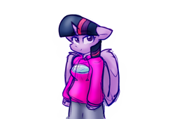 Size: 1432x980 | Tagged: safe, artist:zutcha, imported from derpibooru, twilight sparkle, alicorn, anthro, amogus, among us, clothes, female, hoodie, looking at you, mare, meme, simple background, solo, twilight sparkle (alicorn), white background