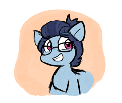 Size: 1477x1245 | Tagged: safe, artist:zutcha, imported from derpibooru, earth pony, pony, female, g5, glasses, grin, mare, paisley bluebell, simple background, smiling, solo, white background