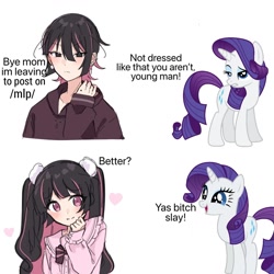 Size: 1280x1280 | Tagged: safe, imported from derpibooru, rarity, 4chan, crossdressing, meme