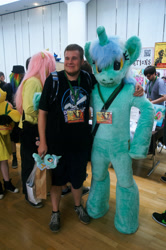 Size: 3264x4912 | Tagged: safe, imported from derpibooru, lyra heartstrings, human, 2015, duo focus, fursuit, galacon, indoors, irl, irl human, photo, ponysuit