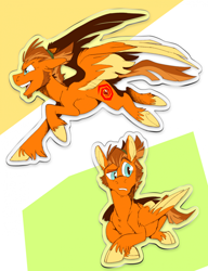 Size: 1682x2190 | Tagged: safe, artist:hallowraith, imported from derpibooru, oc, oc only, oc:carmine garnet, pegasus, blue eyes, brown mane, large wings, orange fur, pegasus oc, wings