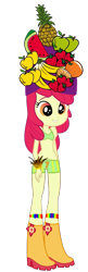 Size: 509x1566 | Tagged: artist needed, safe, imported from derpibooru, apple bloom, human, equestria girls, apple, banana, boots, bra, carnaval, clothes, feather, female, food, fruit hat, hat, leg band, orange, pineapple, rio de janeiro, shoes, simple background, solo, strawberry, transparent background, underwear, watermelon, wristband