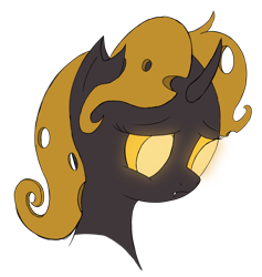 Size: 1142x1206 | Tagged: safe, artist:!honestpony, imported from derpibooru, oc, oc only, changeling, bust, depressed, female, mare, orange changeling, orange eyes, portrait