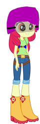 Size: 509x1566 | Tagged: safe, artist:applebloomfun, imported from derpibooru, apple bloom, human, equestria girls, boots, clothes, helmet, shoes, skydiving, solo