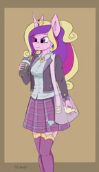 Size: 1247x2160 | Tagged: safe, artist:yumir, imported from derpibooru, princess cadance, alicorn, anthro, pony, clothes, school uniform, schoolgirl, solo, teen princess cadance, uniform