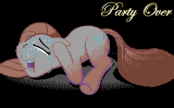 Size: 640x400 | Tagged: artist needed, safe, imported from derpibooru, pinkie pie, earth pony, pony, crying, digital art, eyes closed, female, game over, mare, pinkamena diane pie, pixel art, solo