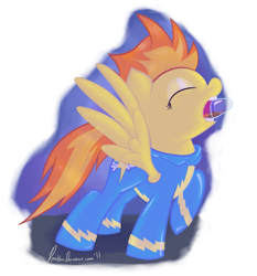 Size: 1259x1350 | Tagged: safe, artist:rankao, imported from derpibooru, spitfire, pegasus, pony, clothes, drink, drinking, eyes closed, female, mouth hold, signature, simple background, solo, transparent background, uniform, wonderbolts uniform