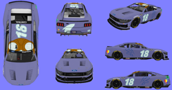 Size: 1640x860 | Tagged: safe, artist:screaming luigi racing, imported from derpibooru, oc, oc only, oc:cruise control, car, carviewer, elements of justice, ford, ford dark horse, ford mustang, nascar, nr2003, periwinkle background, photo, simple background, solo, turnabout storm