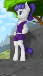 Size: 1440x2560 | Tagged: safe, artist:kapitanazot, imported from derpibooru, rarity, pony, unicorn, art, digital art, horn, sky, solo, sports, sports outfit