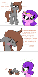 Size: 1200x2409 | Tagged: safe, artist:nevaylin, imported from derpibooru, pipp petals, oc, oc:nevaylin, pegasus, pony, 3 panel comic, blushing, canon x oc, comic, dialogue, duo, duo female, earbuds, female, g5, mare, nervous, shaking, shipping, simple background, sweat, white background