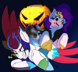 Size: 3793x3508 | Tagged: safe, artist:mekblue, imported from derpibooru, pipp petals, zipp storm, pegasus, clothes, costume, g5, halloween, halloween costume, holiday, pumpkin bucket