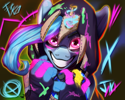 Size: 4371x3508 | Tagged: safe, artist:mekblue, imported from derpibooru, pony, arcane, grenade, jinx (league of legends), league of legends, magic, ponified, telekinesis