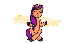 Size: 1280x720 | Tagged: safe, artist:wrath-marionphauna, imported from derpibooru, sunny starscout, alicorn, alicorn sunny starscout, eyes closed, g5, horn, meditating, ponylatino, solo, spread wings, wings