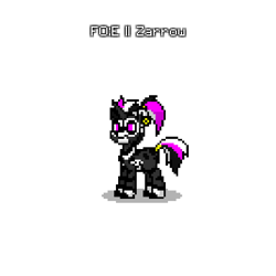 Size: 600x600 | Tagged: safe, artist:veprem, imported from derpibooru, oc, oc:zarrow, pony, unicorn, zebra, fallout equestria, pony town, ashes town, horn, hybrid oc, jewelry, pixel art, sprite, unicorn oc, zebra oc