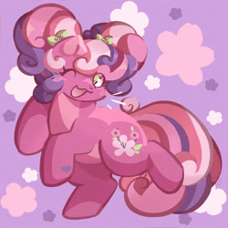 Size: 2000x2000 | Tagged: safe, artist:lumiville, imported from derpibooru, cheerilee (g3), earth pony, pony, blush scribble, blushing, bow, emanata, female, g3, hair bow, heart, heart mark, mare, one eye closed, open mouth, open smile, smiling, solo, standing, standing on one leg, tail, wink