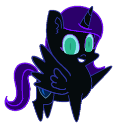 Size: 391x429 | Tagged: safe, artist:alexlayer, artist:magpie-pony, artist:taionafan369, artist:twinklestar8, edit, editor:railpony, editor:taionafan369, imported from derpibooru, oc, oc only, oc:nyx, alicorn, pony, alicorn oc, base artist:twinklestar8, base used, base:twinklestar8, chibi, colored, female, female oc, horn, mare, mare oc, older, older nyx, pointy legs, pony oc, simple background, slit pupils, solo, spread wings, transparent background, wings