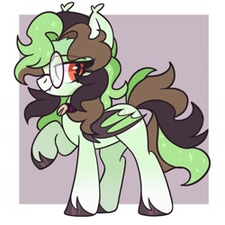 Size: 1669x1668 | Tagged: safe, artist:cinnamontee, imported from derpibooru, oc, oc:pistachio swirl, bat pony, pony, female, glasses, mare, solo