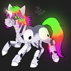 Size: 1024x1024 | Tagged: safe, artist:theglitchberserk, imported from derpibooru, oc, oc only, pony, robot, robot pony, unicorn, black sclera, horn, solo