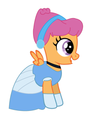 Size: 2143x2922 | Tagged: safe, artist:brightstar40k, imported from twibooru, scootaloo, pegasus, pony, alternate hairstyle, cinderella, clothes, dress, evening gloves, female, filly, foal, gloves, image, long gloves, png, scootaloo also dresses in style, simple background, solo, spread wings, transparent background, vector, wings