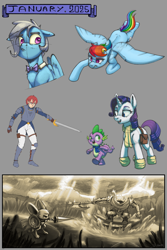 Size: 4000x6000 | Tagged: safe, artist:silverhopexiii, imported from derpibooru, rainbow dash, rarity, spike, dragon, human, pegasus, pony, unicorn, horn, sketch, sketch dump