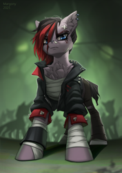 Size: 848x1200 | Tagged: safe, artist:margony, imported from derpibooru, oc, earth pony, pony, arcane, earth pony oc, ponified, solo focus, vi (arcane), vi (league of legends)