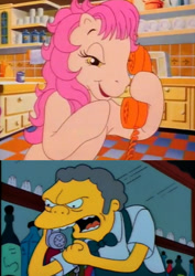 Size: 1123x1588 | Tagged: safe, edit, imported from derpibooru, screencap, patch (g1), earth pony, human, pony, my little pony tales, crossover, female, g1, male, moe syzlak, phone, prank call, the simpsons