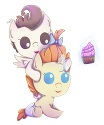 Size: 1788x2148 | Tagged: safe, artist:nnaly, imported from derpibooru, pound cake, pumpkin cake, pegasus, pony, unicorn, baby, baby pony, brother and sister, cake twins, colt, cupcake, cute, diaper, duo, duo male and female, female, filly, foal, food, glowing, glowing horn, horn, levitation, magic, magic aura, male, siblings, simple background, telekinesis, transparent background, twins