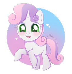 Size: 1781x1822 | Tagged: safe, artist:nnaly, imported from derpibooru, sweetie belle, pony, unicorn, blank flank, blushing, cute, diasweetes, female, filly, foal, heart, horn, looking at you, open mouth, open smile, partially transparent background, smiling, smiling at you, solo, sparkles, sparkly eyes, wingding eyes