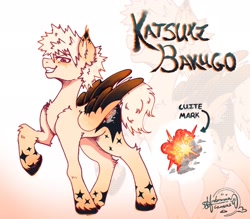 Size: 2000x1750 | Tagged: safe, artist:ambrosiacanvas, imported from twibooru, pegasus, cutie mark, image, my hero academia, needs more jpeg, raised leg, red eyes, unshorn fetlocks, watermark, wings