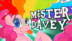 Size: 1280x720 | Tagged: safe, artist:misterdavey, artist:skaluli, imported from derpibooru, pinkie pie, clown wig, female, solo, thumbnail, tongue out