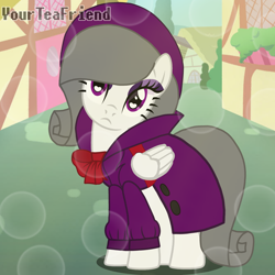 Size: 3072x3072 | Tagged: safe, artist:yourteafriend, imported from derpibooru, oc, oc only, oc:oliver spade, clothes, detective, fedora, female, hat, ponyville, solo, trenchcoat