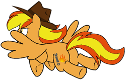 Size: 665x422 | Tagged: safe, artist:noi kincade, imported from derpibooru, oc, oc:firey ratchet, pegasus, fedora, flying, hat, male, simple background, solo, transparent background