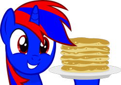 Size: 2175x1520 | Tagged: safe, artist:stephen-fisher, imported from derpibooru, oc, oc:stephen (stephen-fisher), alicorn, alicorn oc, food, horn, male, pancakes, simple background, solo, transparent background, vector, wings