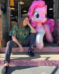 Size: 1604x1999 | Tagged: safe, imported from derpibooru, pinkie pie, earth pony, human, pony, irl, irl human, photo, statue, weird al yankovic