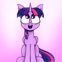 Size: 1280x1280 | Tagged: safe, artist:orange becrux, imported from derpibooru, twilight sparkle, alicorn, female, looking up, mare, smiling, twilight sparkle (alicorn)