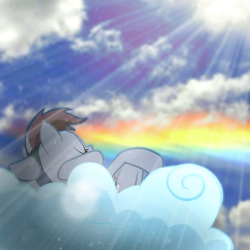 Size: 2048x2048 | Tagged: safe, artist:trrrebleee, derpibooru exclusive, edit, imported from derpibooru, rainbow dash, pegasus, pony, cloud, female, irl, mare, outdoors, photo, rainbow, real life background, sky, sun, sunlight